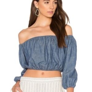 Theory crop chambray top M